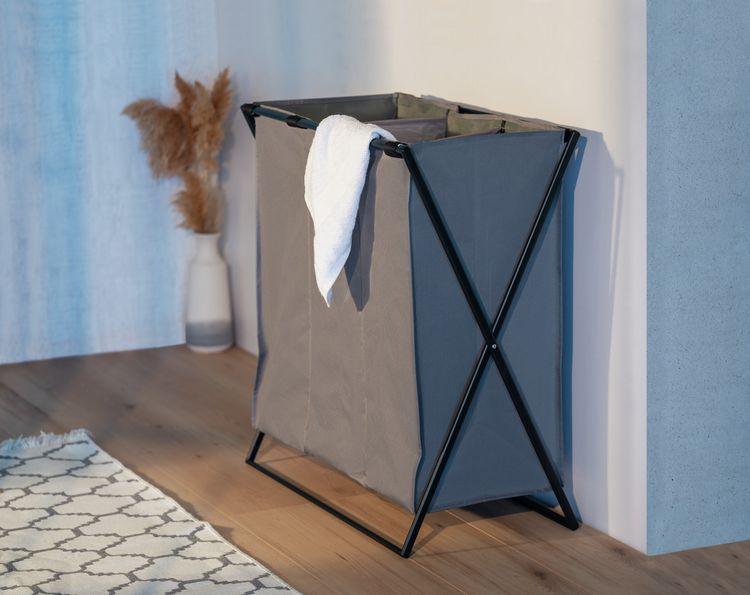 Produktbild: W&auml;schesammler Mod. Trio XL Grau, mit drei F&auml;chern