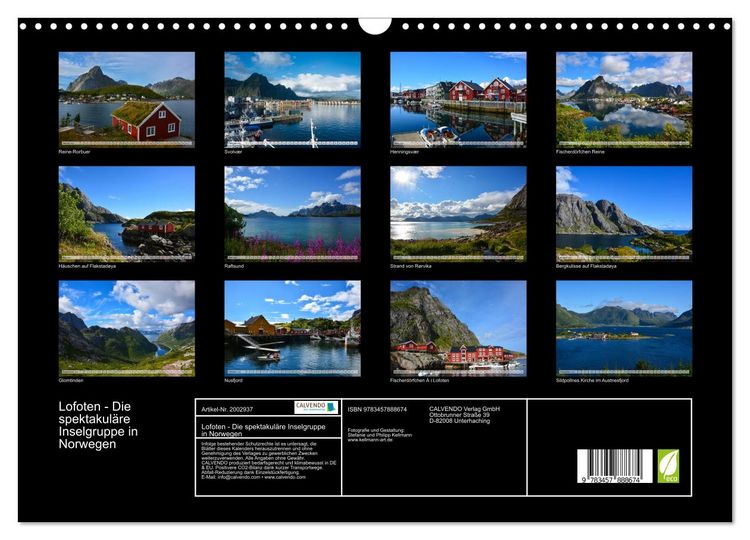 Produktbild: Lofoten - Die spektakul&auml;re Inselgruppe in Norwegen (Wandkalender 2026 DIN A3 quer), CALVENDO Monatskalender