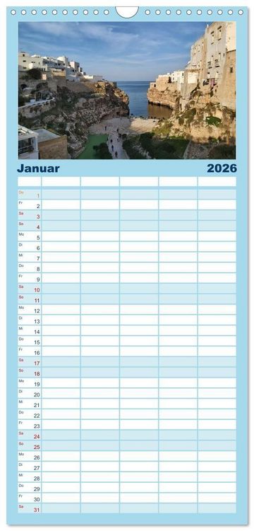 Produktbild: Familienplaner 2026 - Apulien ... der S&uuml;den Italiens mit 5 Spalten (Wandkalender, 21 x 45 cm) CALVENDO