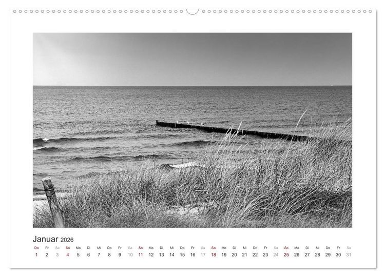 Produktbild: Monochrom Meer (Wandkalender 2026 DIN A2 quer), CALVENDO Monatskalender