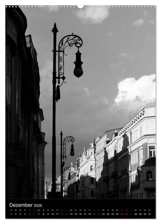 Produktbild: Prag - Die goldene Stadt in monochrom (Wandkalender 2026 DIN A2 hoch), CALVENDO Monatskalender