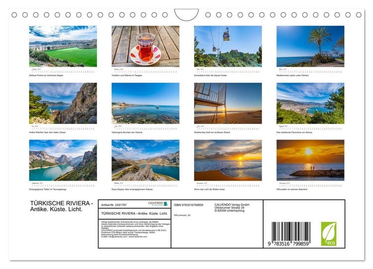 Produktbild: T&Uuml;RKISCHE RIVIERA - Antike. K&uuml;ste. Licht. (Wandkalender 2027 DIN A4 quer), CALVENDO Monatskalender