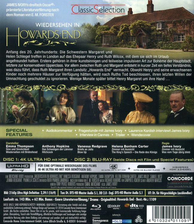 Produktbild: Wiedersehen in Howards End (+ Blu-ray) (4K Ultra HD)