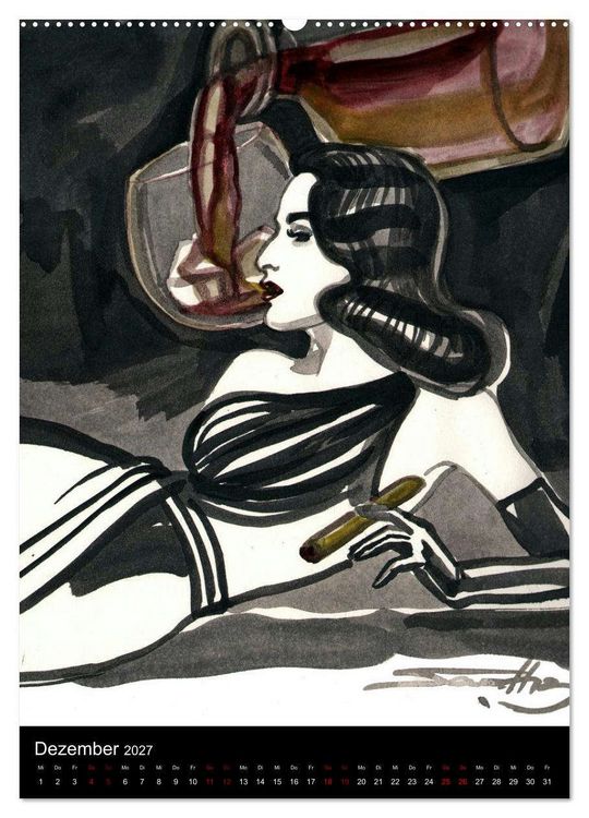 Produktbild: DELIKATESSEN - leckere K&ouml;stlichkeiten & kalorienarme Pin up Illustrationen, Zeichnungen, Grafiken und Malerei der Marke "Burlesque up your wall" von Sara Horwath (Wandkalender 2027 DIN A2 hoch), CALVENDO Monatskalender