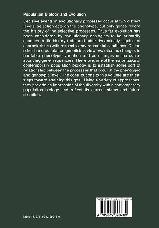 Produktbild: Population Biology and Evolution