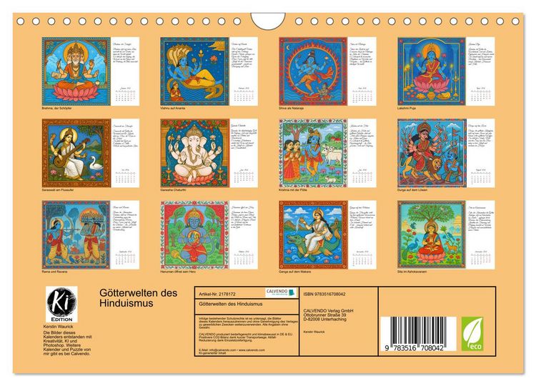 Produktbild: G&ouml;tterwelten des Hinduismus (Wandkalender 2026 DIN A4 quer), CALVENDO Monatskalender