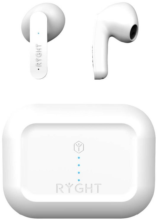 Produktbild: RYGHT MINO In Ear Headset Bluetooth® Stereo Weiß Mikrofon-Rauschunterdrückung Batterieladeanzeige, Headset, Ladecase, Touch-Steuerung