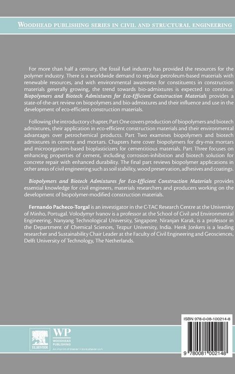 Produktbild: Biopolymers and Biotech Admixtures for Eco-Efficient Construction Materials