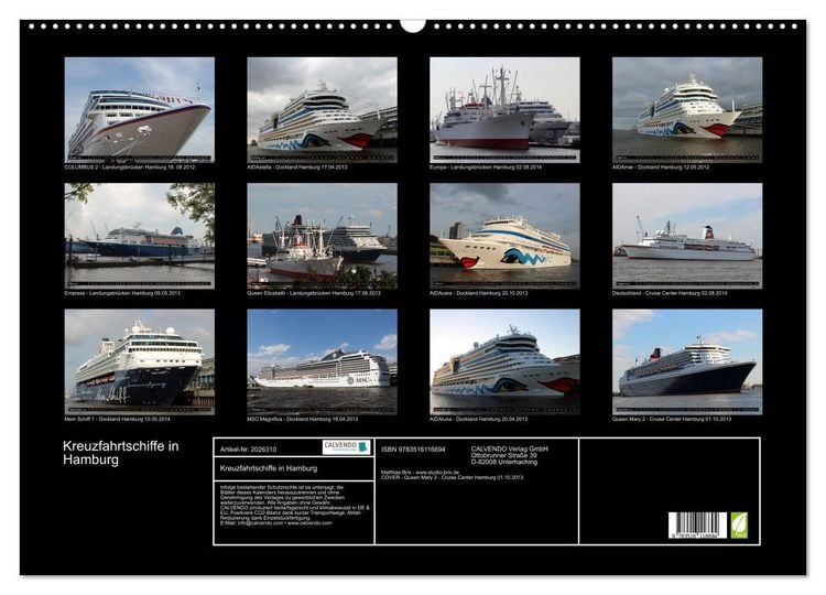Produktbild: Kreuzfahrtschiffe in Hamburg (Wandkalender 2026 DIN A2 quer), CALVENDO Monatskalender