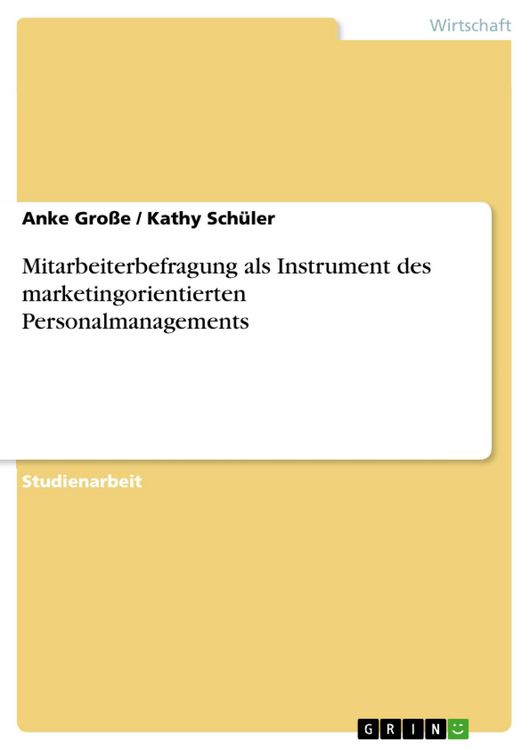 Produktbild: Mitarbeiterbefragung als Instrument des marketingorientierten Personalmanagements
