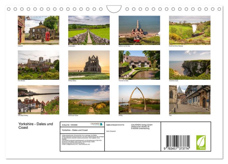 Produktbild: Yorkshire - Dales und Coast (Wandkalender 2026 DIN A4 quer), CALVENDO Monatskalender
