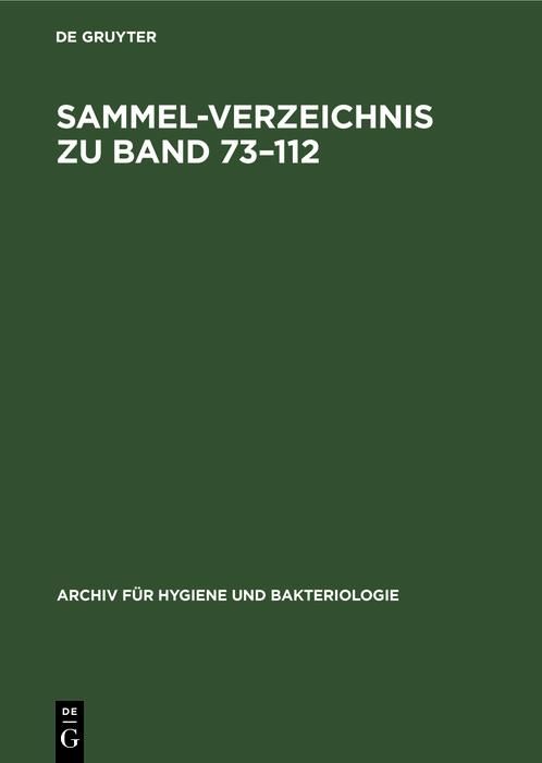 Produktbild: Sammel-Verzeichnis zu Band 73-112