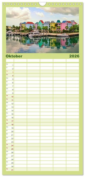 Produktbild: Familienplaner 2026 - Die Westindischen Inseln - Bahamas mit 5 Spalten (Wandkalender, 21 x 45 cm) CALVENDO