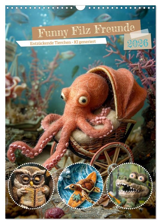 Produktbild: Funny Filz Freunde (Wandkalender 2026 DIN A3 hoch), CALVENDO Monatskalender