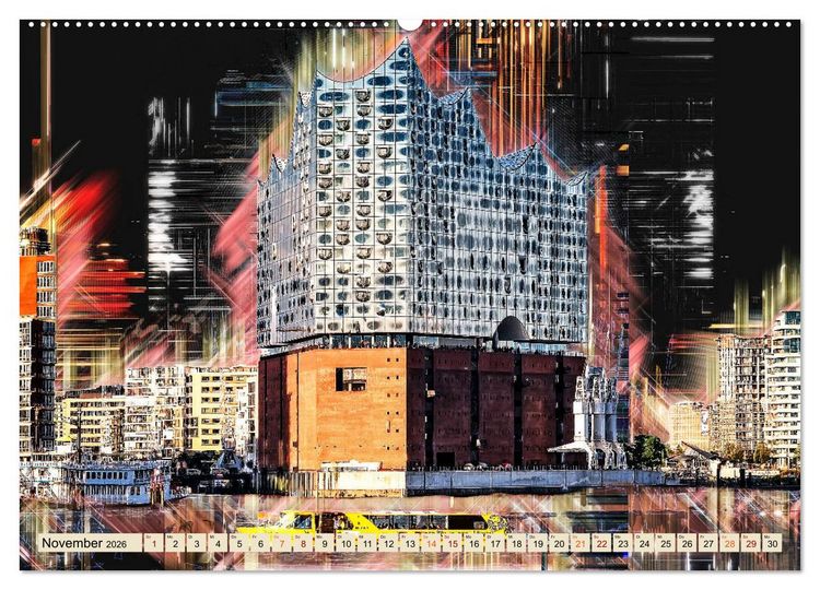 Produktbild: Hamburg abstrakt (hochwertiger Premium Wandkalender 2026 DIN A2 quer), Kunstdruck in Hochglanz