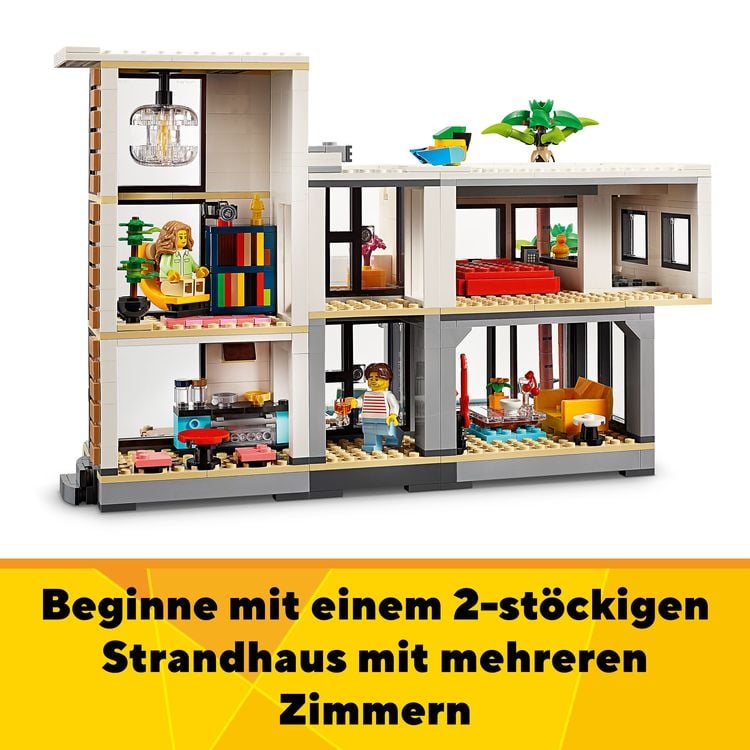 Produktbild: LEGO Creator Modernes Haus, 3-in-1-Set, Stadthaus oder Waldhütte 31153