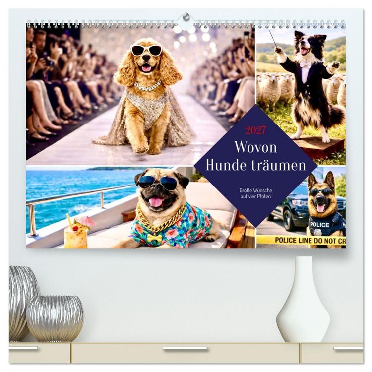 Produktbild: Wovon Hunde tr&auml;umen (hochwertiger Premium Wandkalender 2027 DIN A2 quer), Kunstdruck in Hochglanz
