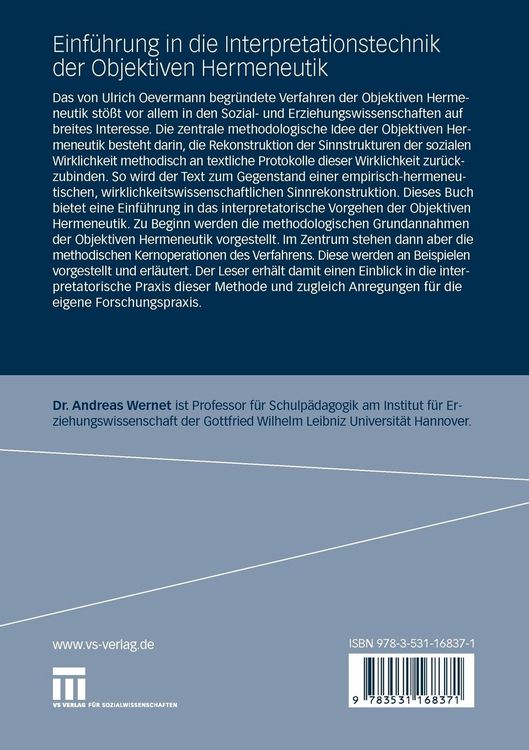Produktbild: Einf&uuml;hrung in die Interpretationstechnik der Objektiven Hermeneutik