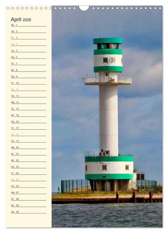 Produktbild: Deutsche Leuchtt&uuml;rme - maritimer Geburtstagsplaner (Wandkalender 2026 DIN A3 hoch), CALVENDO Monatskalender