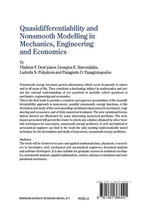 Produktbild: Quasidifferentiability and Nonsmooth Modelling in Mechanics, Engineering and Economics
