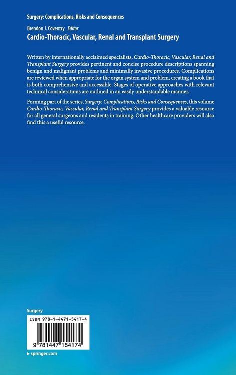 Produktbild: Cardio-Thoracic, Vascular, Renal and Transplant Surgery
