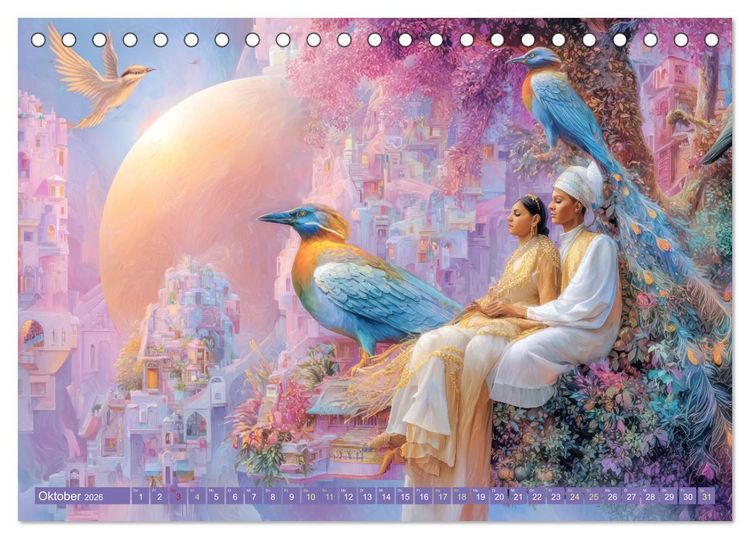 Produktbild: Paradiesische Welt - Fantasiewerke (Tischkalender 2026 DIN A5 quer), CALVENDO Monatskalender