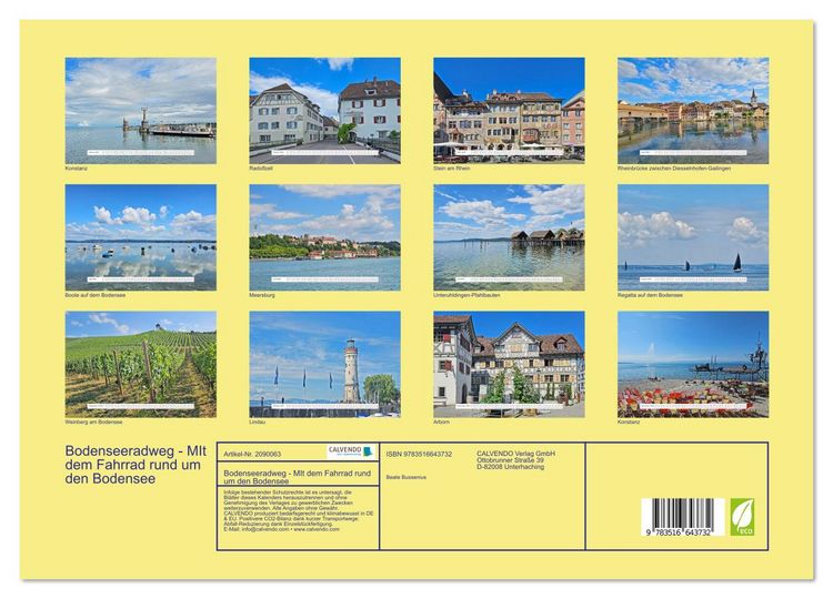 Produktbild: Bodenseeradweg - MIt dem Fahrrad rund um den Bodensee (hochwertiger Premium Wandkalender 2026 DIN A2 quer), Kunstdruck in Hochglanz