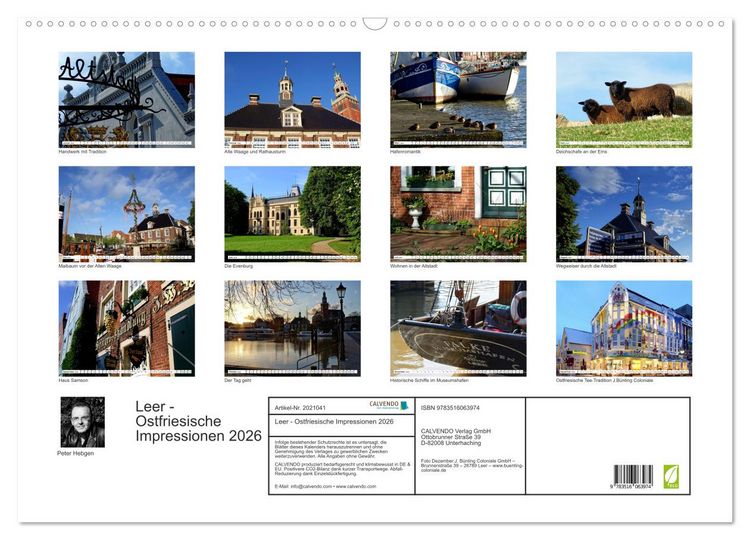 Produktbild: Leer - Ostfriesische Impressionen 2026 (Wandkalender 2026 DIN A2 quer), CALVENDO Monatskalender