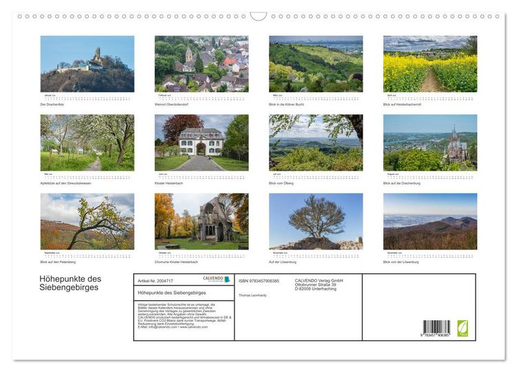 Produktbild: H&ouml;hepunkte des Siebengebirges (Wandkalender 2026 DIN A2 quer), CALVENDO Monatskalender