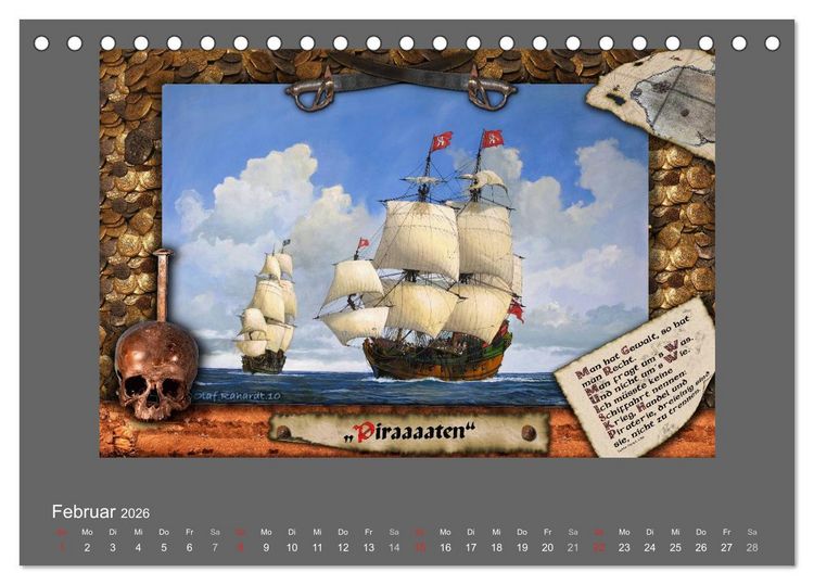 Produktbild: 500 Jahre unter Segeln - von der GOLDEN HIND zur KERSHONES (Tischkalender 2026 DIN A5 quer), CALVENDO Monatskalender