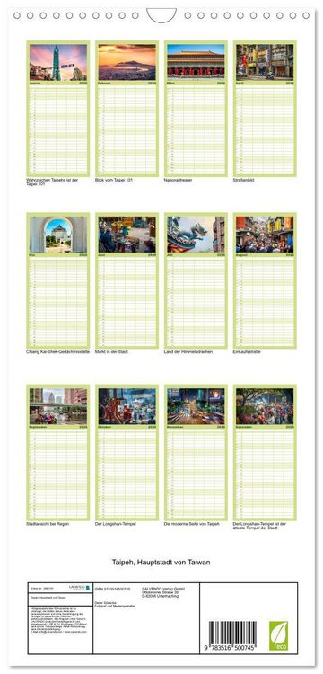 Produktbild: Familienplaner 2026 - Taipeh, Hauptstadt von Taiwan mit 5 Spalten (Wandkalender, 21 x 45 cm) CALVENDO
