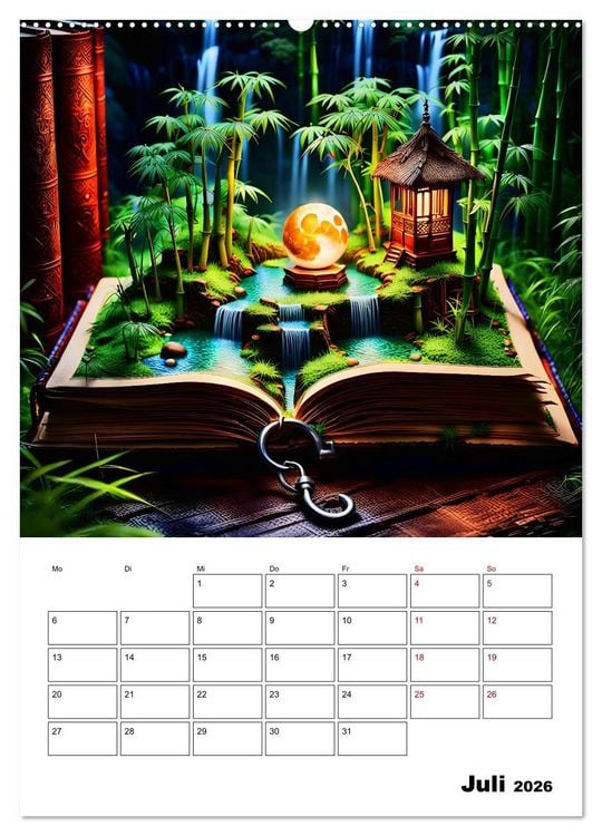 Produktbild: Magische surreale Buchwelten (hochwertiger Premium Wandkalender 2026 DIN A2 hoch), Kunstdruck in Hochglanz