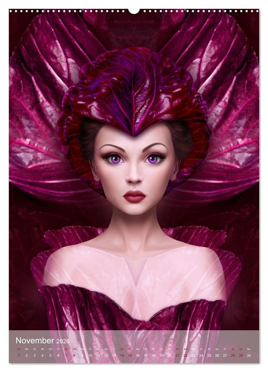 Produktbild: Zum Anbeissen - surreale Frauenportraits mit Obst und Gem&uuml;se (hochwertiger Premium Wandkalender 2026 DIN A2 hoch), Kunstdruck in Hochglanz