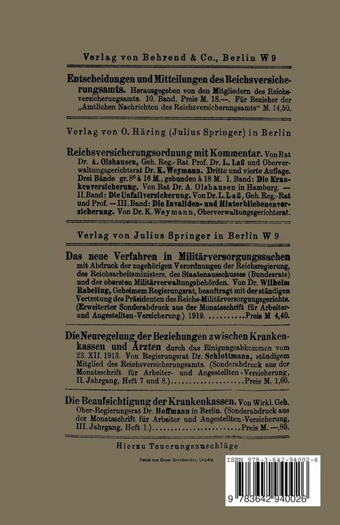 Produktbild: Die &Auml;nderungen der sozialen Versicherungsgesetze seit Ausbruch des Krieges
