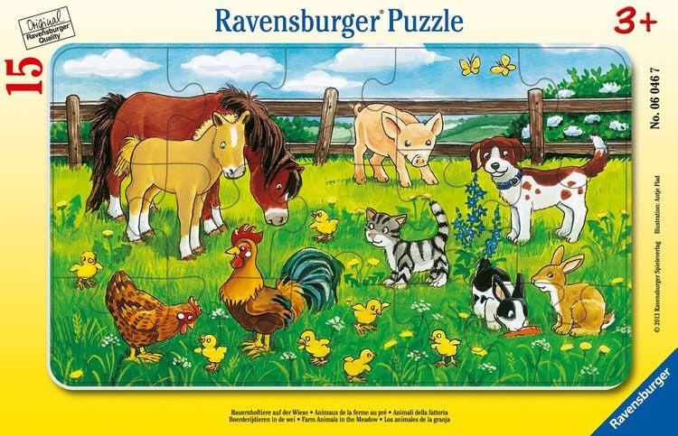 Produktbild: Rahmenpuzzle Ravensburger Bauernhoftiere auf der Wiese 15 Teile