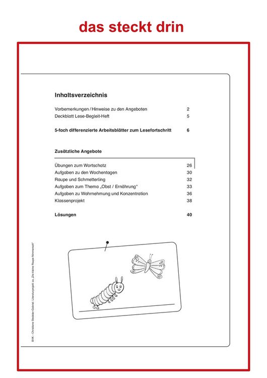 Produktbild: Literaturprojekt zu Die kleine Raupe Nimmersatt