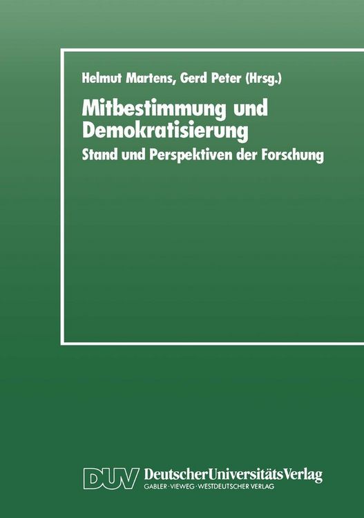 Produktbild: Mitbestimmung und Demokratisierung