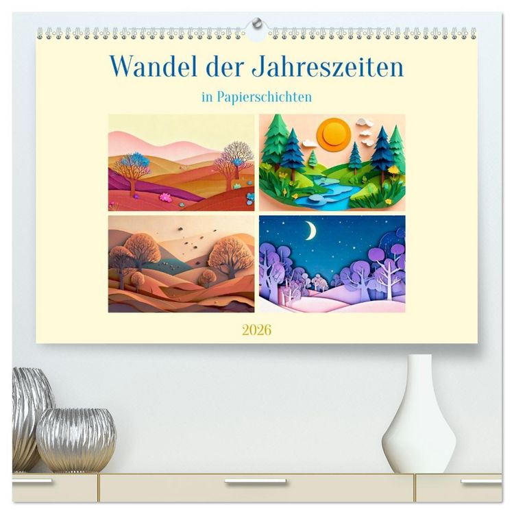 Produktbild: Wandel der Jahreszeiten in Papierschichten (hochwertiger Premium Wandkalender 2026 DIN A2 quer), Kunstdruck in Hochglanz