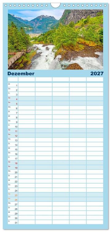 Produktbild: Familienplaner 2027 - K&ouml;nigsroute Norwegens mit 5 Spalten (Wandkalender, 21 x 45 cm) CALVENDO