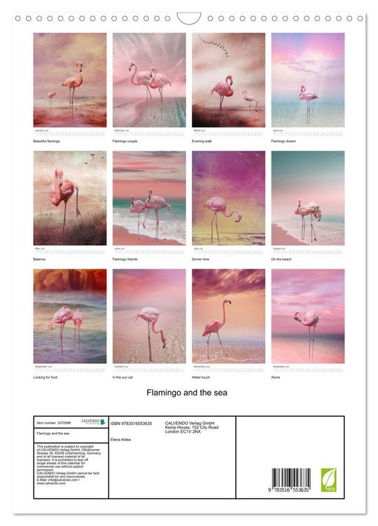 Produktbild: Flamingo and the sea (Wall Calendar 2026 DIN A3 portrait), CALVENDO 12 Month Wall Calendar