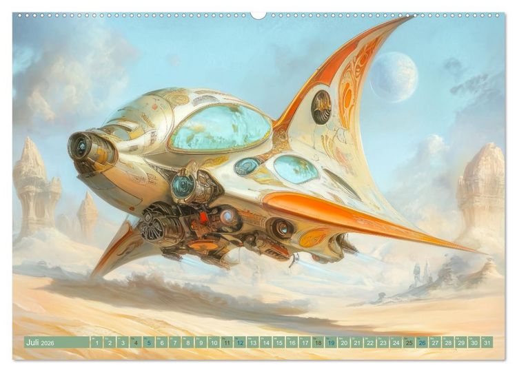 Produktbild: Fantasievolle Zukunftswelten - Science Fiction (Wandkalender 2026 DIN A2 quer), CALVENDO Monatskalender