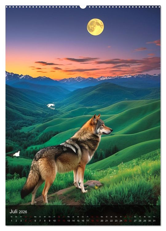 Produktbild: Der Wolf - Sehnsucht Freiheit Kraft (Wandkalender 2026 DIN A2 hoch), CALVENDO Monatskalender