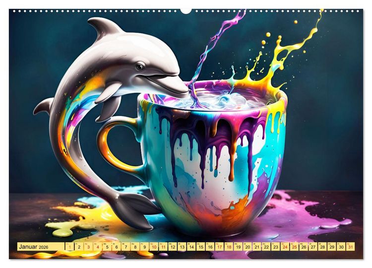 Produktbild: Tierische Kaffeestunden (Wandkalender 2026 DIN A2 quer), CALVENDO Monatskalender