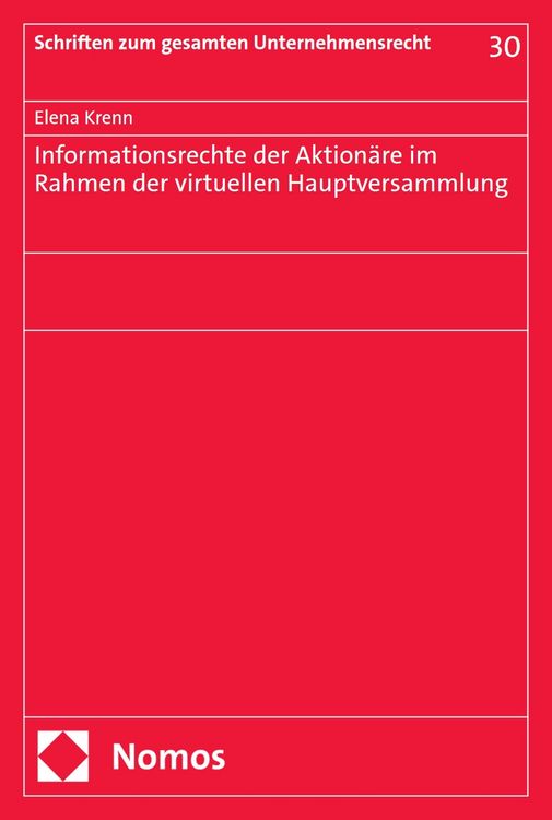 Produktbild: Informationsrechte der Aktion&auml;re im Rahmen der virtuellen Hauptversammlung