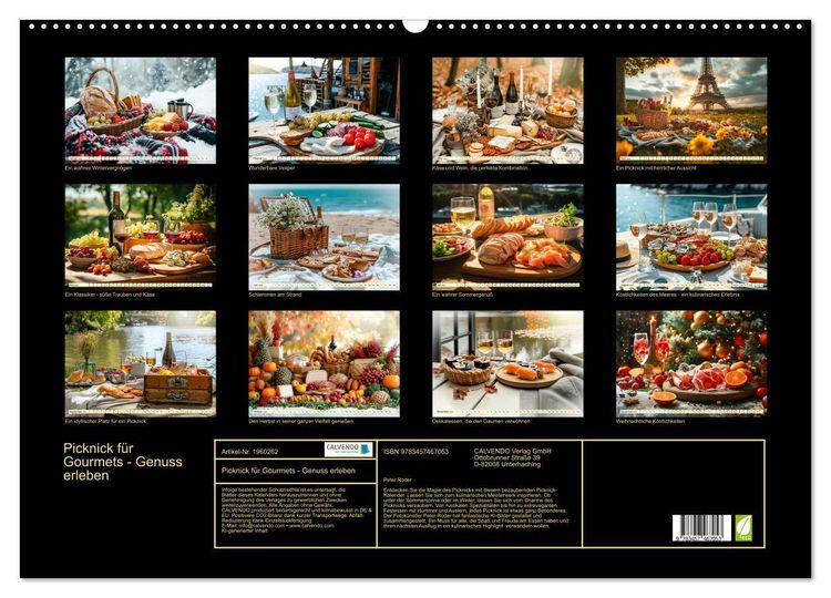 Produktbild: Picknick f&uuml;r Gourmets - Genuss erleben (Wandkalender 2026 DIN A2 quer), CALVENDO Monatskalender