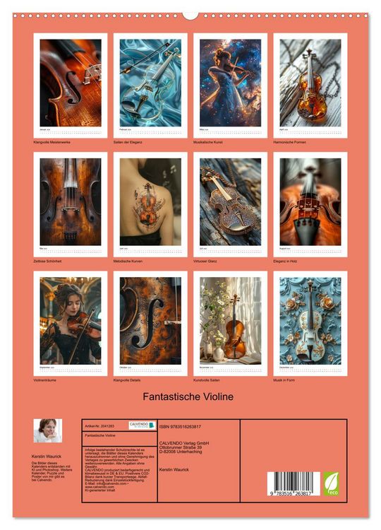 Produktbild: Fantastische Violine (hochwertiger Premium Wandkalender 2026 DIN A2 hoch), Kunstdruck in Hochglanz