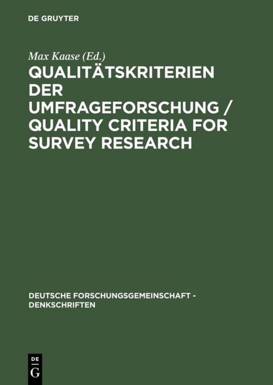 Produktbild: Qualit&auml;tskriterien der Umfrageforschung / Quality Criteria for Survey Research