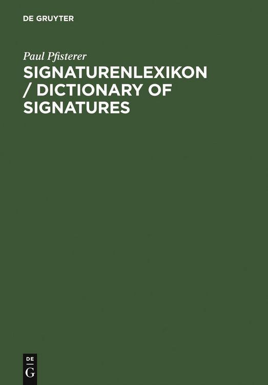 Produktbild: Signaturenlexikon / Dictionary of Signatures