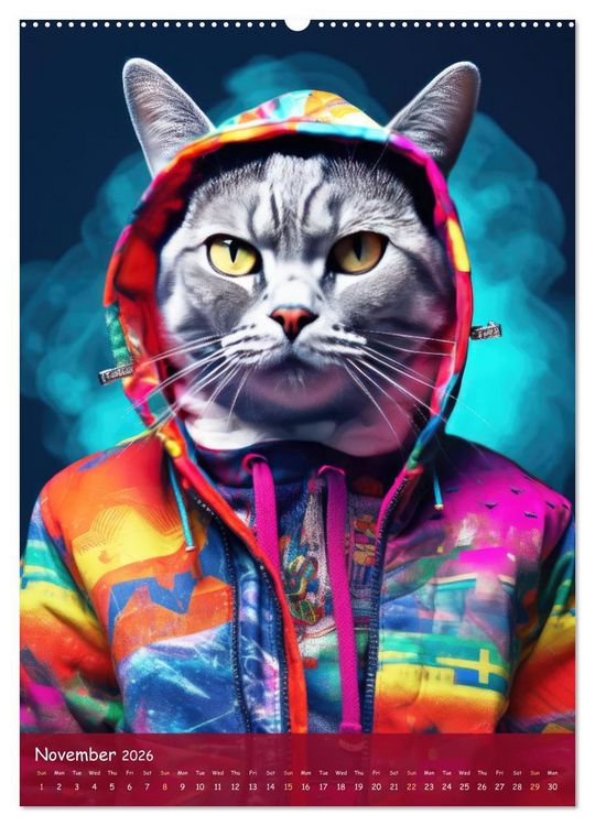 Produktbild: Crazy gangster cats (Wall Calendar 2026 DIN A2 portrait), CALVENDO 12 Month Wall Calendar