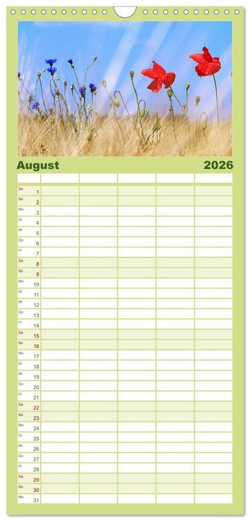 Produktbild: Familienplaner 2026 - Mohnblumen Tr&auml;ume mit 5 Spalten (Wandkalender, 21 x 45 cm) CALVENDO